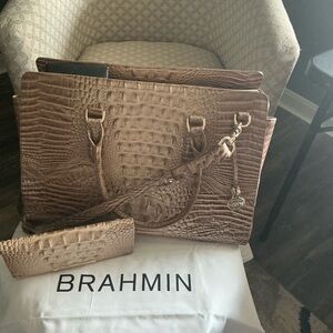 Brahmin Croc Embossed Handbag and Wallet